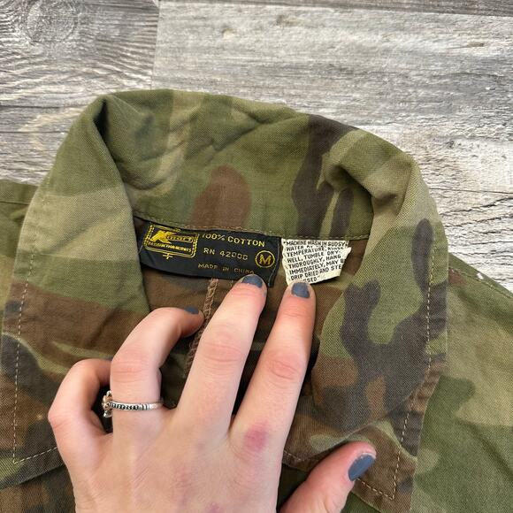 Vintage Kmart Camoflauge Mens Medium Button Down Shirt Jacket Cargo 70s 80s - Picture 4 of 7